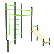 W322 Воркаут (3 турника, шведская стенка, наклонная скамья, перекладина для отжиманий) ZAVODSPORTA