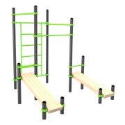 W221 Воркаут (3 турника, шведская стенка, 2 наклонные скамьи) ZAVODSPORTA