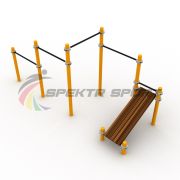 Каскад турников со скамьей для пресса Воркаут SP WRK-12_76mm