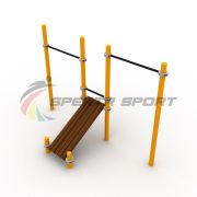 Турники разновысотные Воркаут с лавочкой для пресса SP WRK-36_76mm