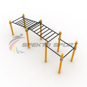 Детский рукоход двухсекционный с подъёмом и 3 турника