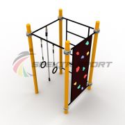 Детский воркаут комплекс с канатом, кольцами, скалодромом и шведской стенкой