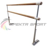 Хореографический станок двухрядный напольный Classic (нерж. сталь). Дуб