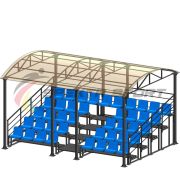 Трибуна для зрителей 5 рядов на 42 места с навесом и перилами