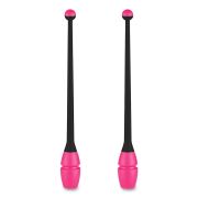 Булавы для худ. гимнастики INDIGO, IN017-BKP, 36 см, пластик, каучук, в компл. 2шт, черно-розовый