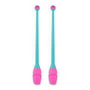 Булавы для худ. гимнастики INDIGO, IN018-BP, 41 см, пластик, каучук, в компл. 2шт, бирюз-роз