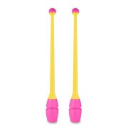 Булавы для худ. гимнастики INDIGO, IN018-YP, 41 см, пластик, каучук, в компл. 2шт, желто-роз