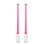 Булавы для худ. гимнастики INDIGO, IN019-PW, 45 см, пластик, каучук, в компл. 2шт, розово-бел