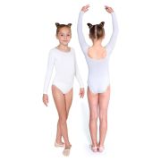 Купальник гимнастический длин. рукава Indigo SM-093-36, р.36, хлопок, эластан, белый