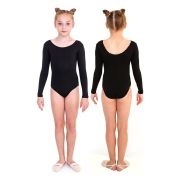 Купальник гимнастический длин. рукава Indigo SM-094-34, р.34, хлопок, эластан, черный