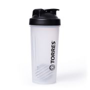 Шейкер спортивный TORRES, S01-600-01, 600мл, черная крышка с колпачком, пластик, прозрачный