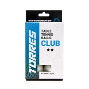 Мяч для наст. тенниса TORRES Club 2*, TT23014, диам. 40+мм, упак. 6 шт, белый