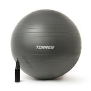 Мяч гимн. TORRES, FB122585, диам. 85 см, эласт. ПВХ, с защ.от взрыва,с насосом, серый